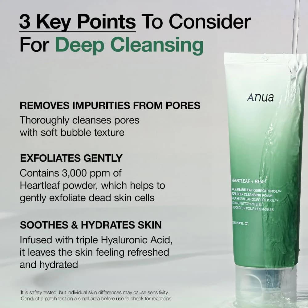 Anua Heartleaf Pore Deep Cleansing Foam, For Sensitive Skin, 150ml