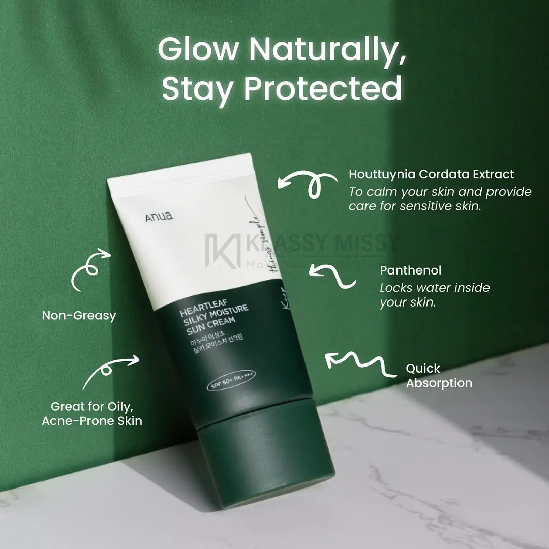 Anua Heartleaf Silky Moisture Sun Cream, SPF-50+, PA+++, 50ml