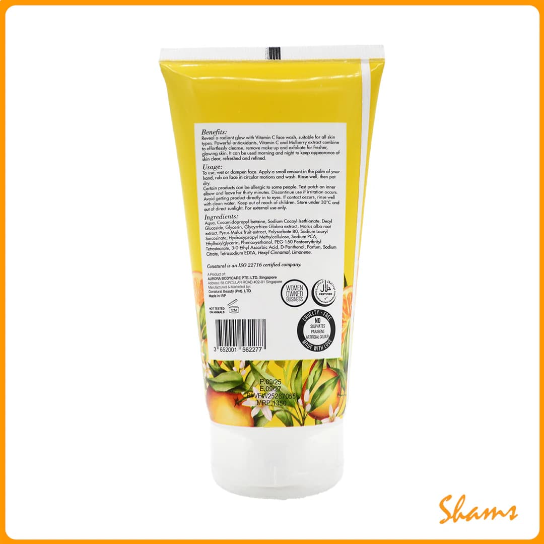 CoNatural Vitamin C Face Wash, Brightens Skin For A Natural Glow, 150ml