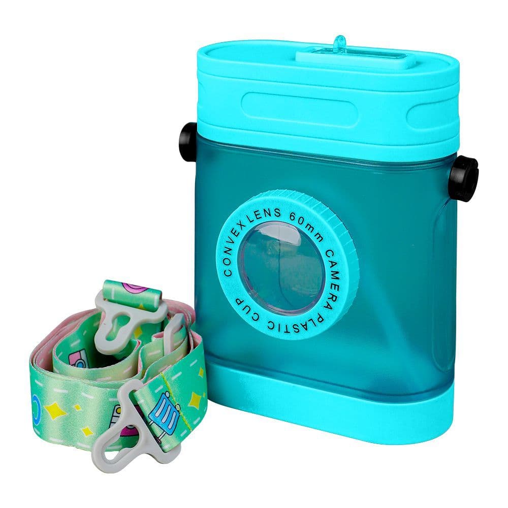 Convex Lens 60mm Camera Plastic Cup Water Bottle With Strap, Assorted Color BTS-1515