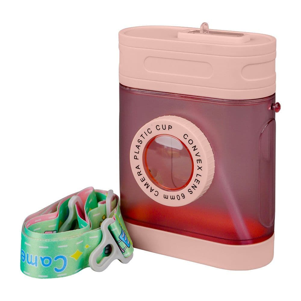 Convex Lens 60mm Camera Plastic Cup Water Bottle With Strap, Assorted Color BTS-1515