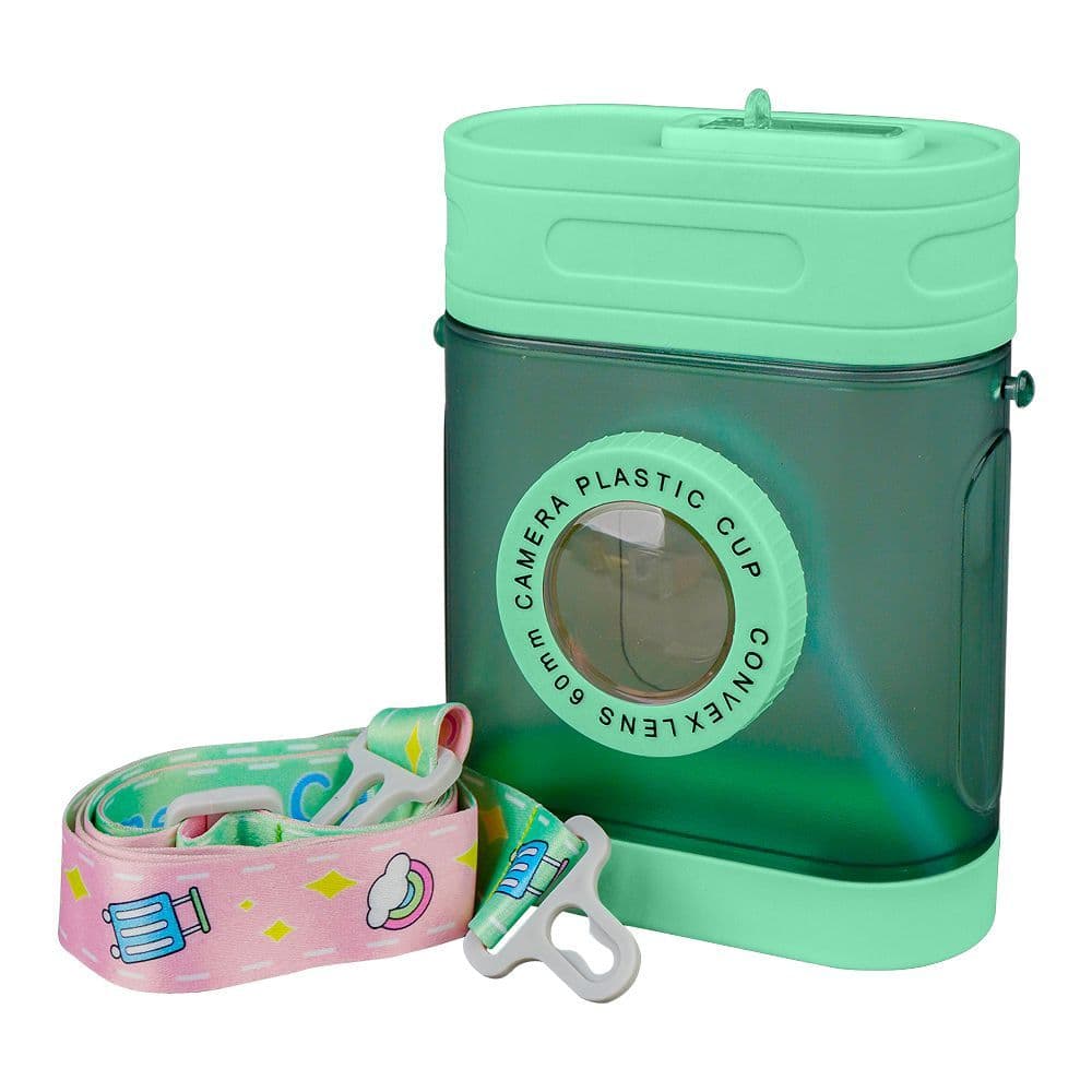 Convex Lens 60mm Camera Plastic Cup Water Bottle With Strap, Assorted Color BTS-1515