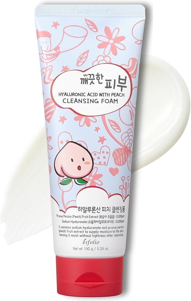 Esfolio Peach Cleansing Foam, Hyaluronic Acid, For Moisturized Skin, 150g
