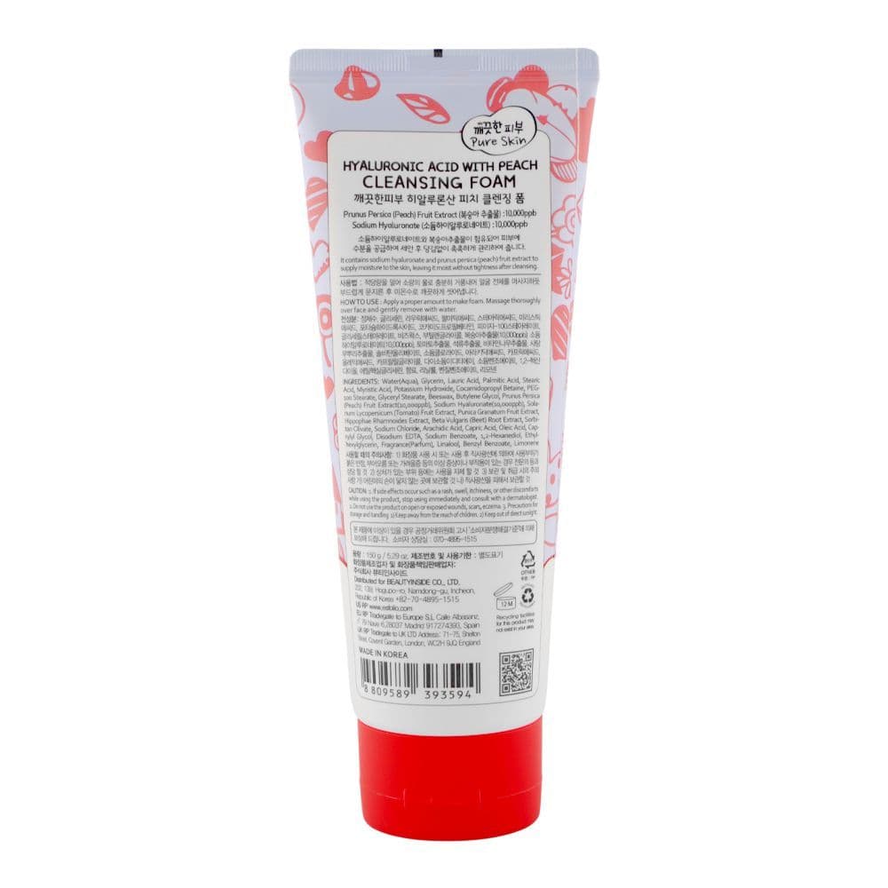 Esfolio Peach Cleansing Foam, Hyaluronic Acid, For Moisturized Skin, 150g