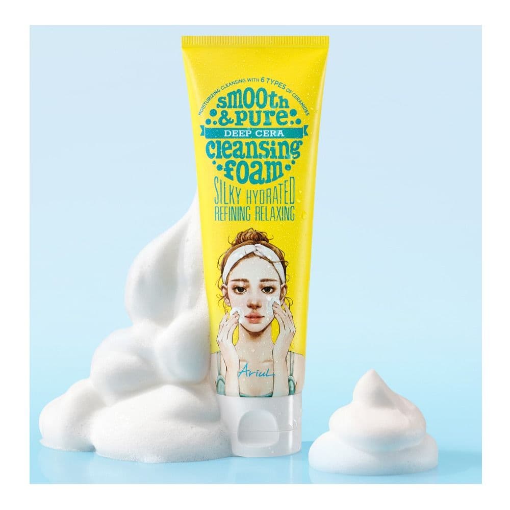 Ariul Smooth & Pure Deep Cera Cleansing Foam, Myristic Acid & Hyaluronic Acid, For Radiant & Healthy Skin, 120ml