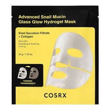 COSRX Advanced Snail Mucin Glass Glow Hydrogel Mask, Hyaluronic Acid, For Radiant Skin, 34g