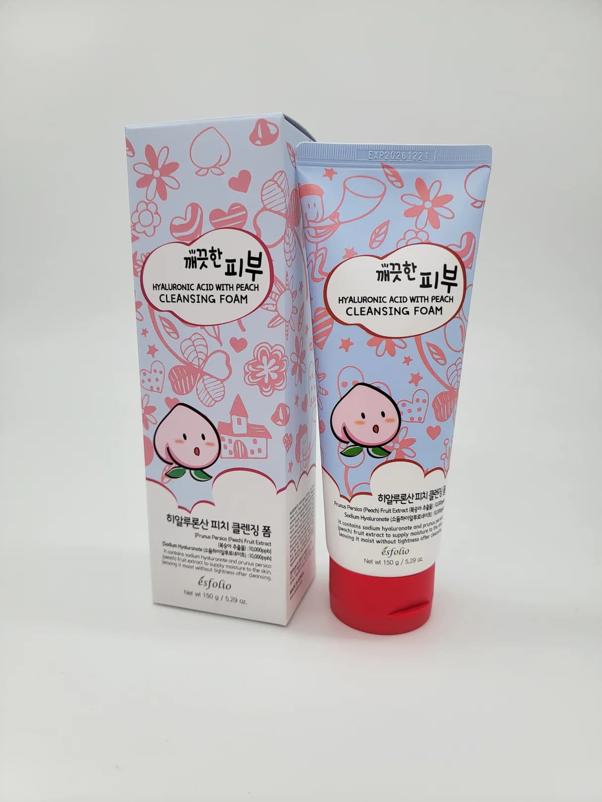 Esfolio Peach Cleansing Foam, Hyaluronic Acid, For Moisturized Skin, 150g