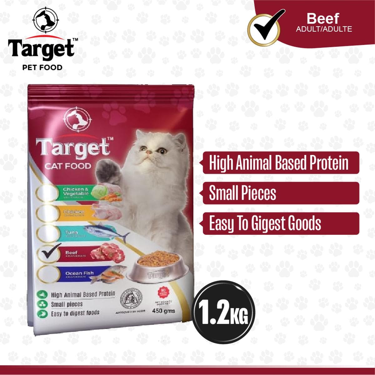 TARGET CAT FOOD BEEF 1.2 KG